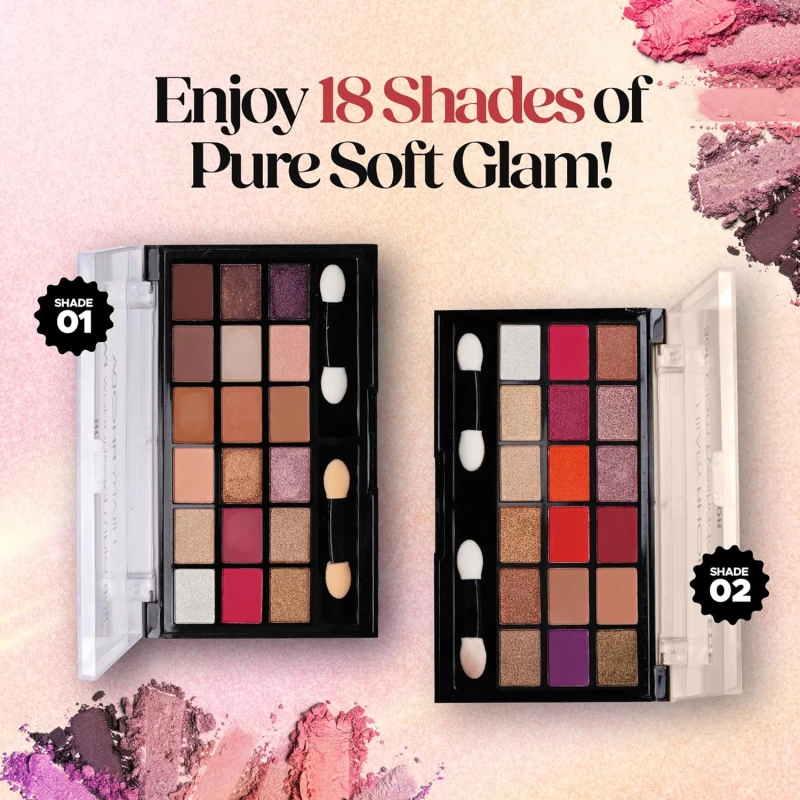 Hilary Rhoda Soft Glam Eyeshadow Palette | Highly Pigmented & Long Lasting Eyeshadow Palette | Matte & Shimmer Finish | 18 Shades (Multicolor - Shade 2) thumbnail 5